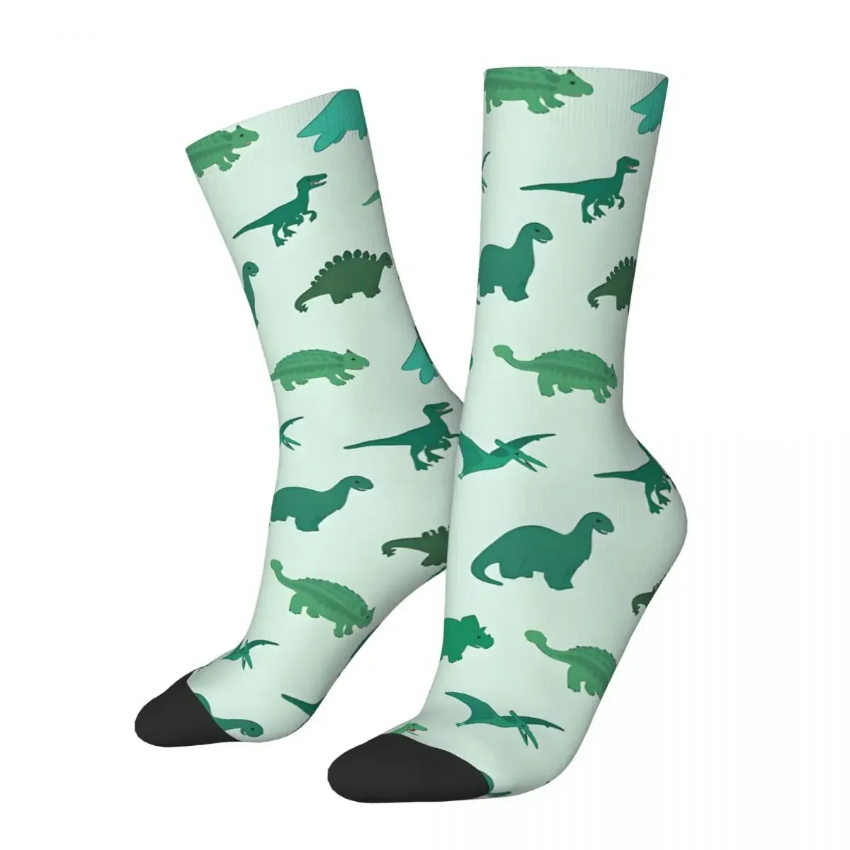 

Green Men's Socks Retro Harajuku Dinosaurs Street Style Novelty Pattern Crew Sock