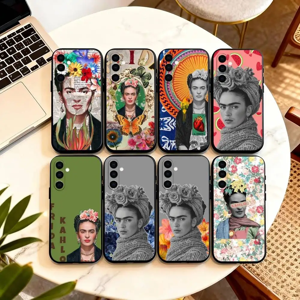 

Art F-Frida Kahlo Phone Case Black Silicone Soft For Samsung Galaxy A73,A72,A71,A70,A53,A52,A51