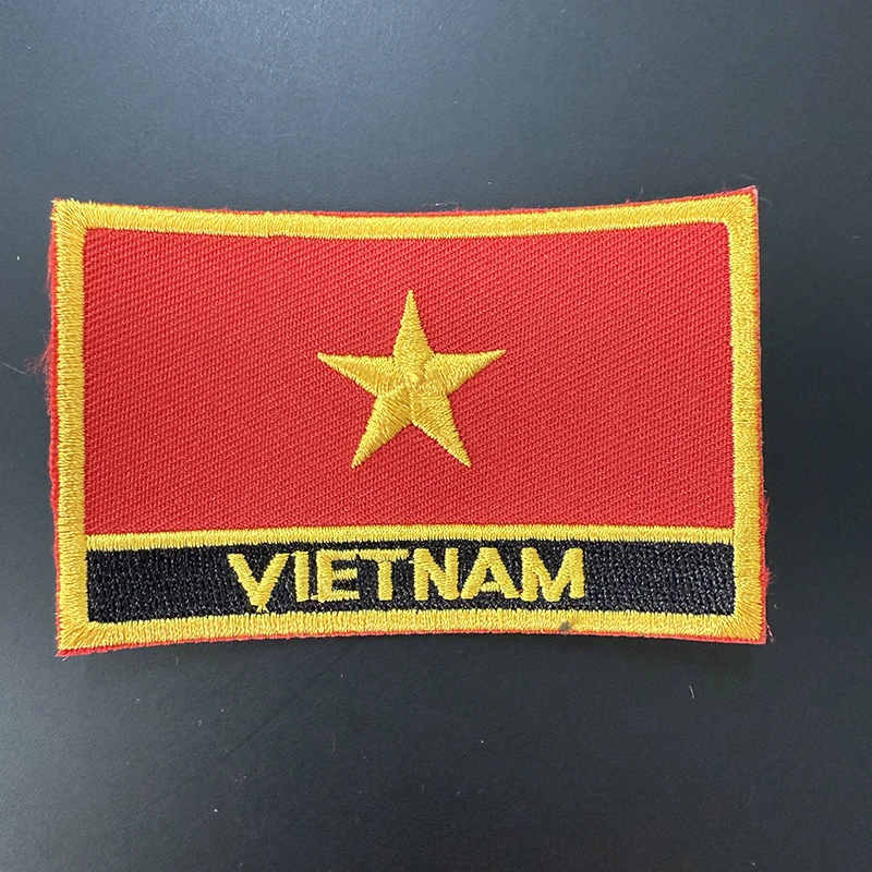 

Vietnam Flag Embroidery Patches Iron on Saw on Transfer patches Sewing Applications for Clothes in Home&Garden