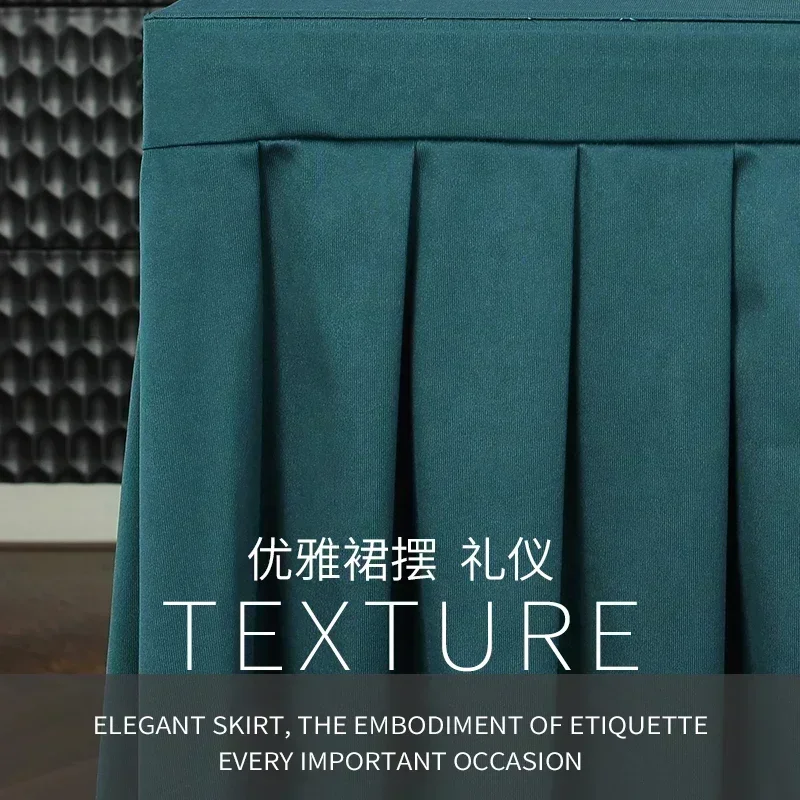 Pleated Skirt Hem Rectangular Table Cloth Solid Color Velvet Anti Slip Table Cover Hotel Conference Room Multi-color Dust Cover