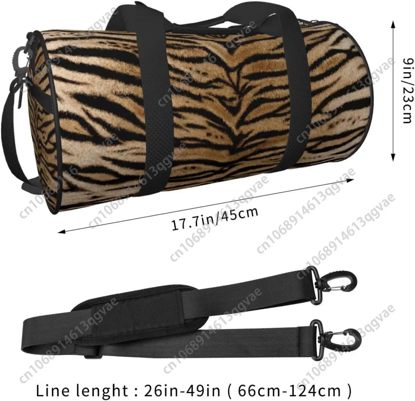 Sports Gym Bag Tiger Texture Print Travel Duffel Bag Shoes Compartment For Men Women Foldable Lightweight Yoga Gym Sports Bag