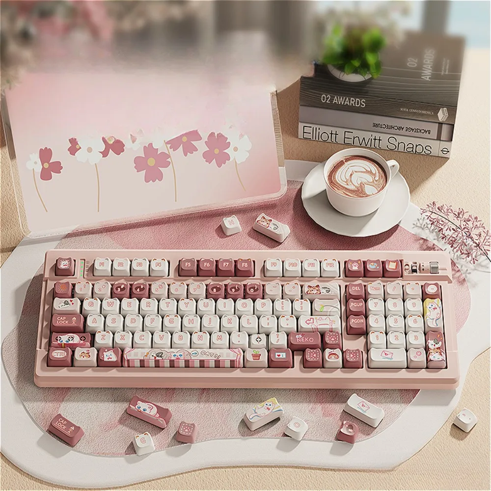 Small full set of MAO cat PBT keycaps, suitable for game mechanical keyboard MX switch, hot sublimation