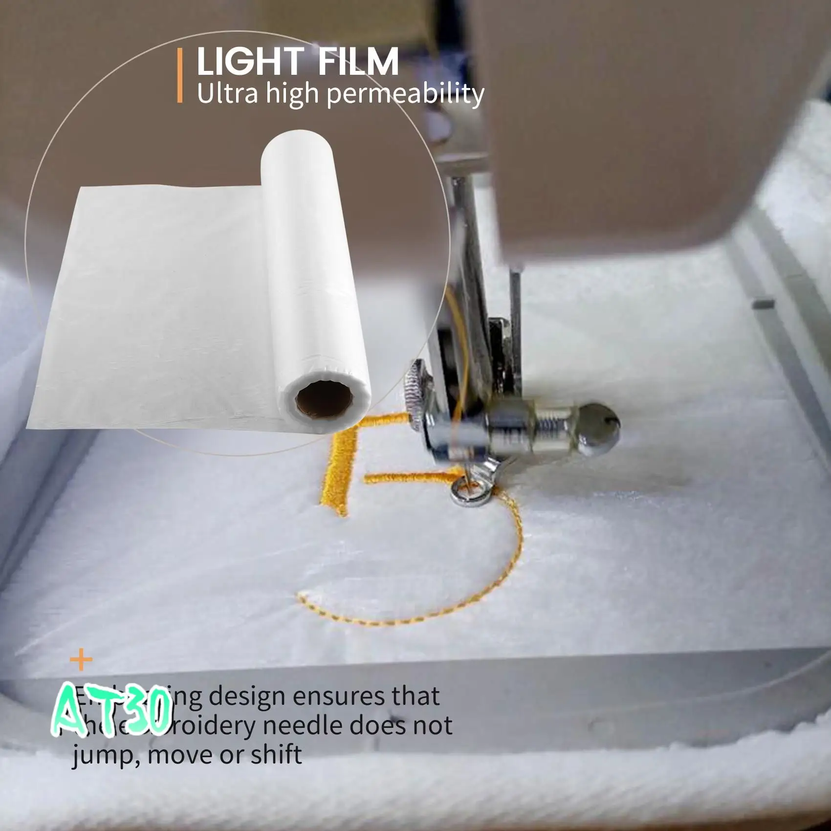 Clear Wash Away Water Soluble Embroidery Topping Film 12 Inch X 30 Yd Roll For Machine Embroidery And Hand Sewing-AT30