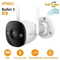 IMOU-Bullet 3 Câmera Colorida para Exterior, WiFi 6, Casa Inteligente CCTV, Detecção de Humanos e Veículos, Visão Noturna, 30m, Conversa Bidirecional, 5MP