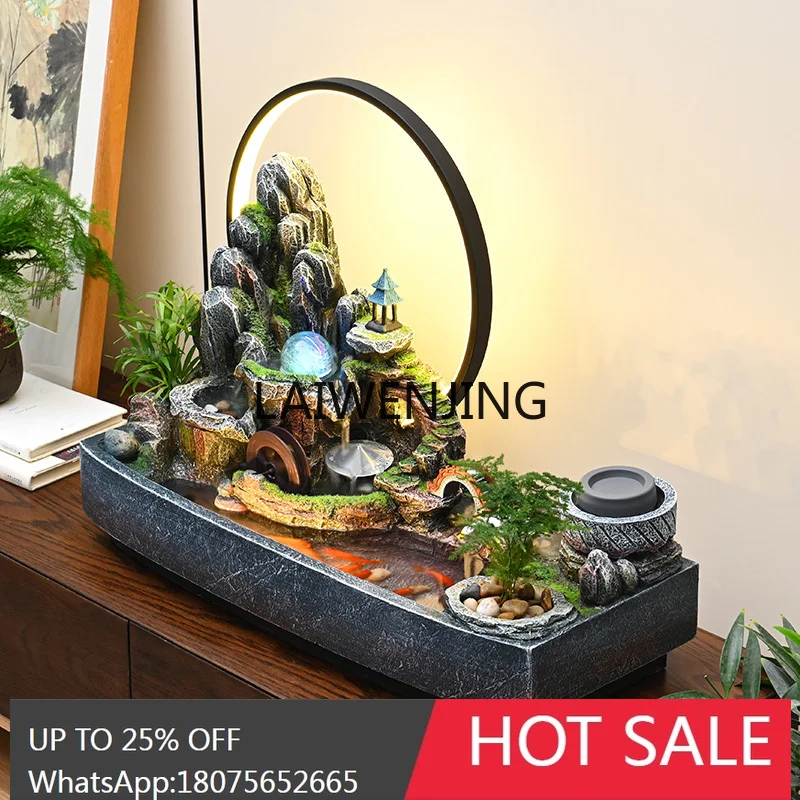 HLZ new rockery flowing water makes money ornament living room entrance office feng shui wheel