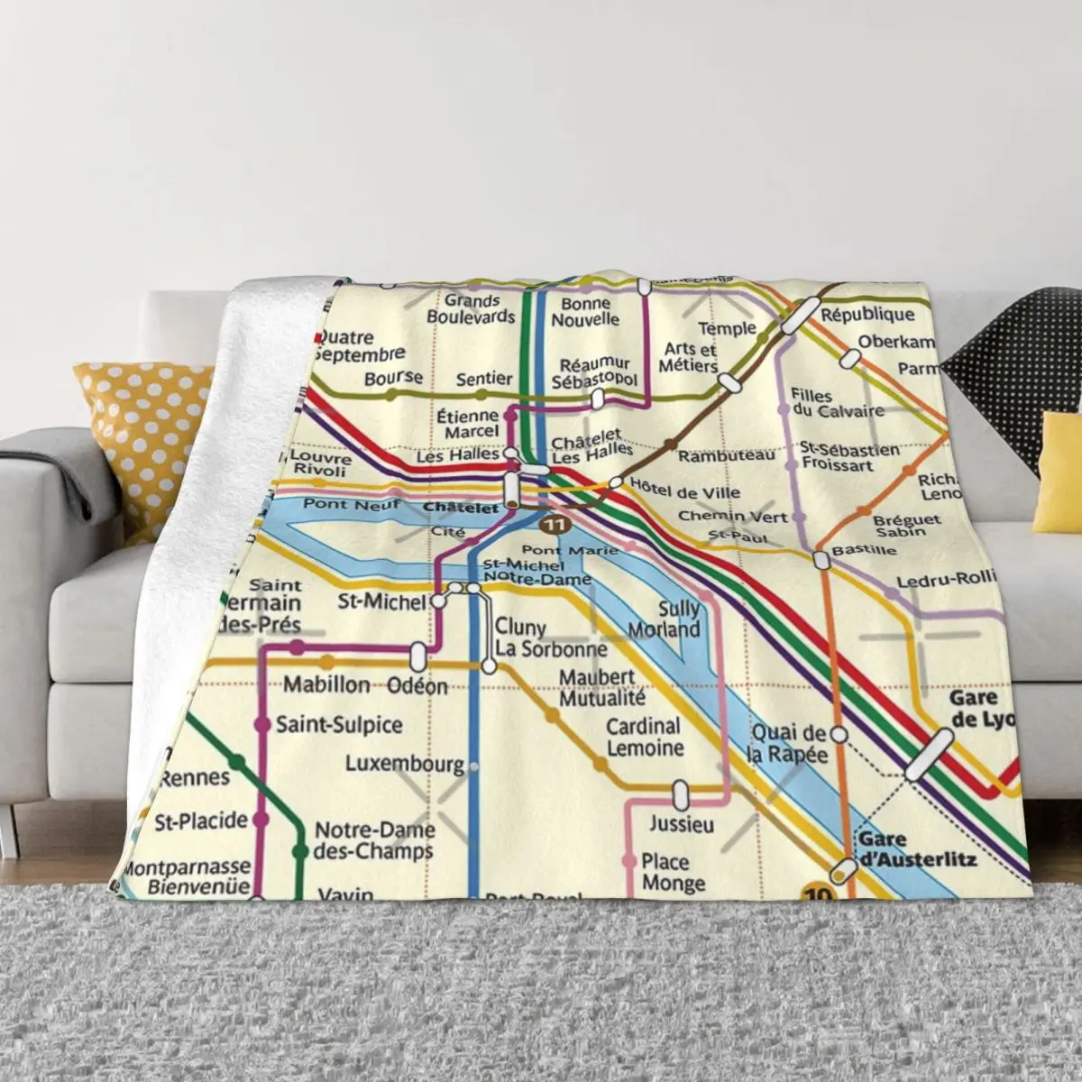 Paris Metro Map coperta copriletto sul letto copriletto Anime coperta ultraleggera