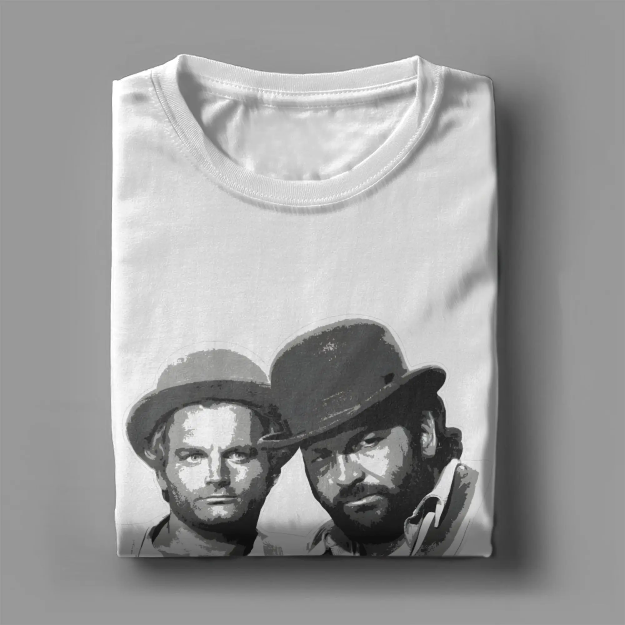 Bud Spencer und Terence Hill Herren-T-Shirt, lustige T-Shirts, kurzärmeliges T-Shirt mit Rundhalsausschnitt, reine Baumwolle, bedruckte Kleidung – Detail 5