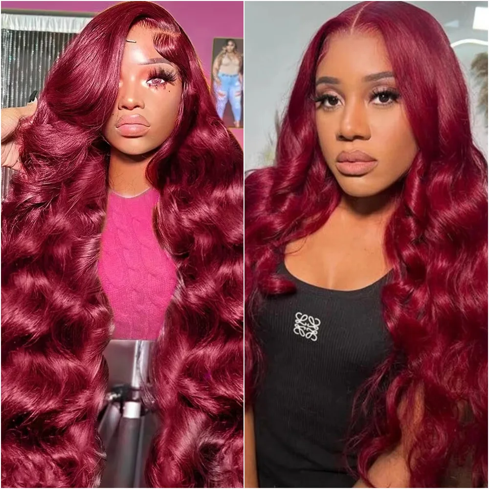 

Парик из натуральных волос 13x6 HD Lace Frontal, цвет 99J Бордовый, плотность 200%, 40 дюймов, волнистый, бразильский, с предварительно выщипанной линией роста волос, для женщин