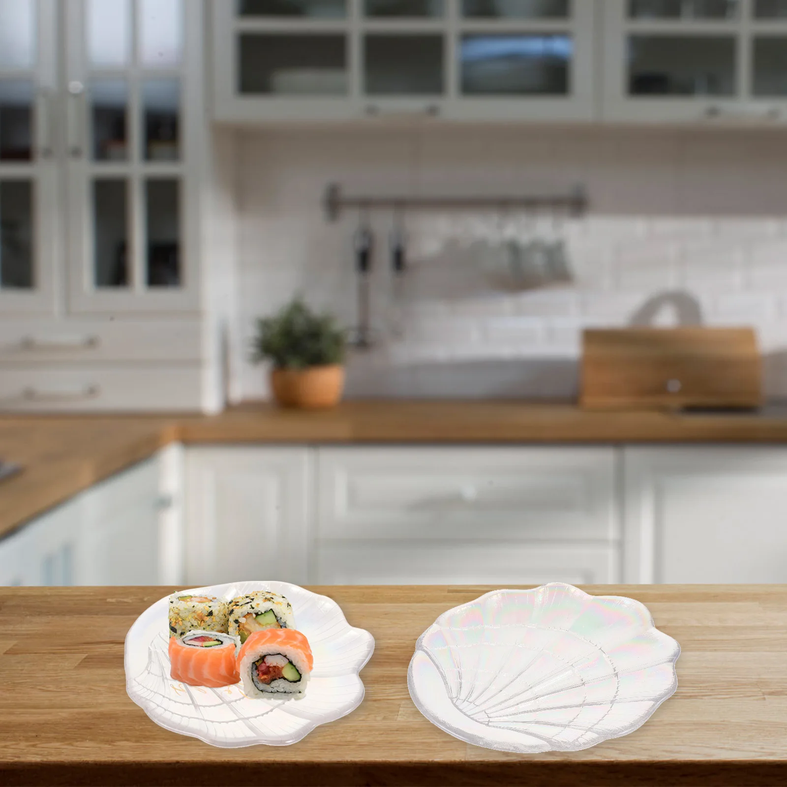 Glas-Schmucktablett, Muschel-Design, Organizer für Zubehör, Ringe, Ohrringe, stilvolle Aufbewahrungsschale, Lebensmittel, Sushi, Dessertteller