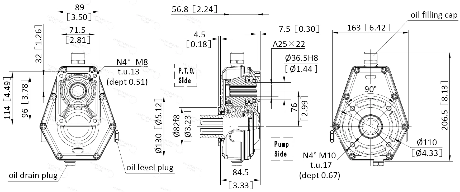 Speed Increaser From 540 Rpm to 3000 Rpm Pto Gearbox