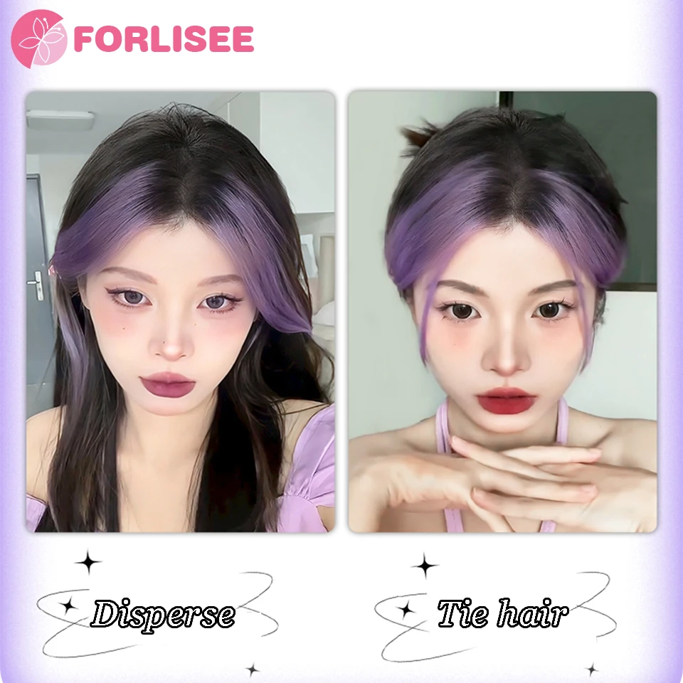 FORLISEE Synthetic Eight-character Bangs Wig For Women On Top Of Head To Cover White Hair And Increase Hair Volume Wig Pieces