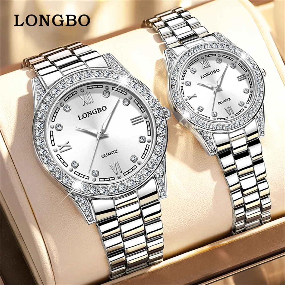 2Pcs Couple Watches Set Stainless Steel Waterproof Luminous Lover's Watch Quartz Wristwatch Men Women Jewelry Set Reloj 2024