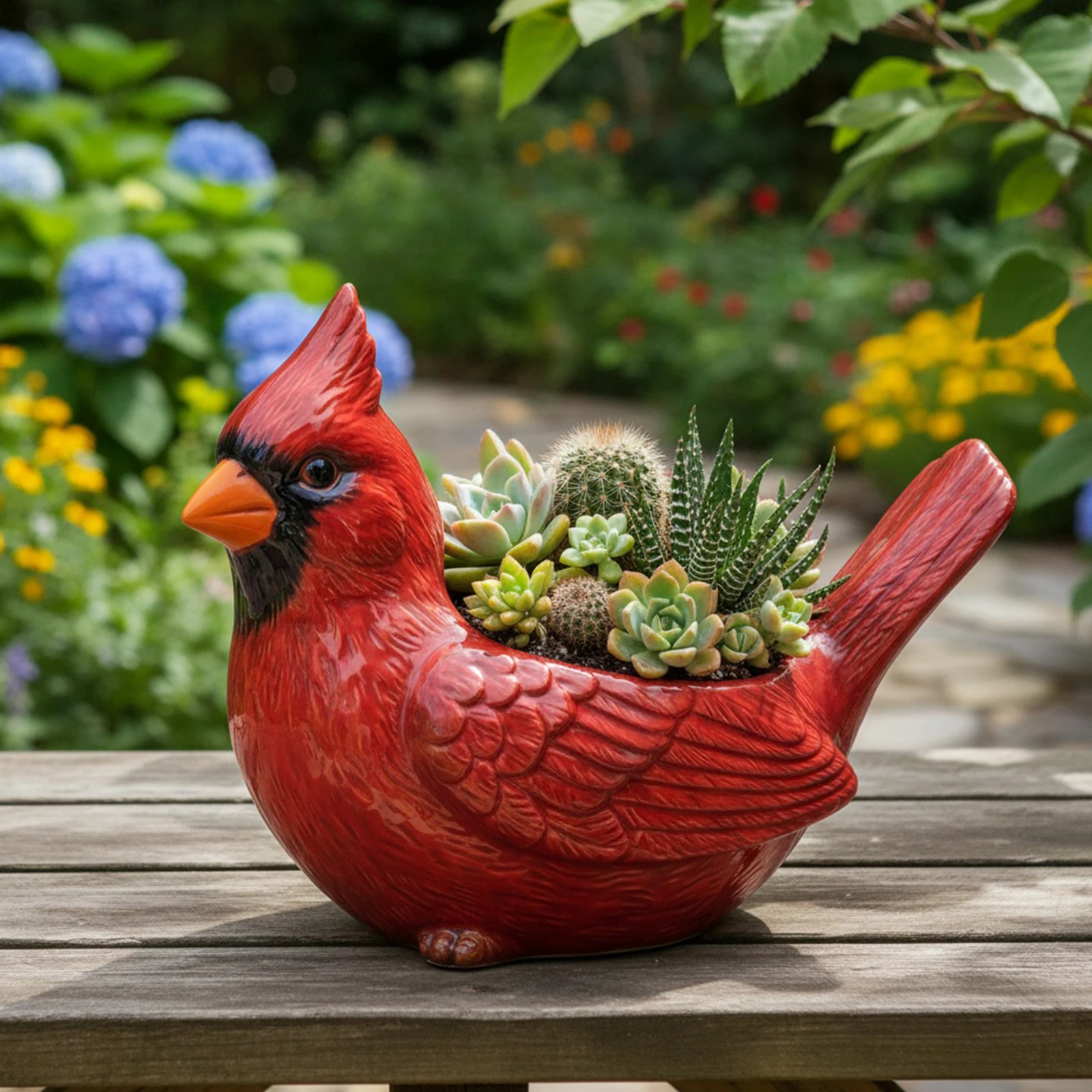 Cardinal Bird Planter Pot with Drainage Hole Bird Themed Plant Pot Decorative Flower Pot for Outdoor Indoor Plants Garden Decor