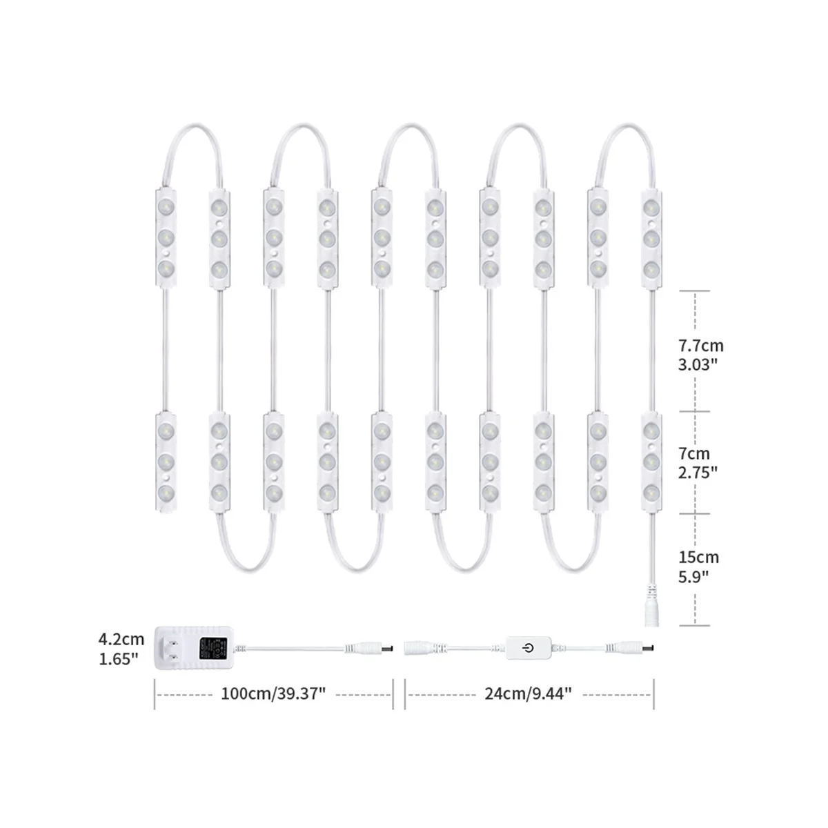 LED Vanity Mirror Lights Dimmable Touch Control Lights Strip, Full Body Mirror & Bathroom Mirror Lighting US Plug