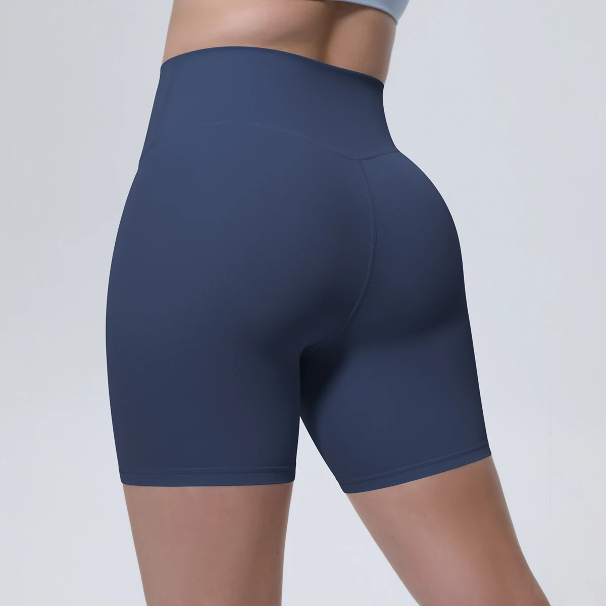 1 Stück Damen Sport-Kurze Yoga-Leggings Einfarbige Hochtaillierte Fitness-Shorts Schnelltrocknende Radfahr-Workout Nahtlose Shorts – Detail 8