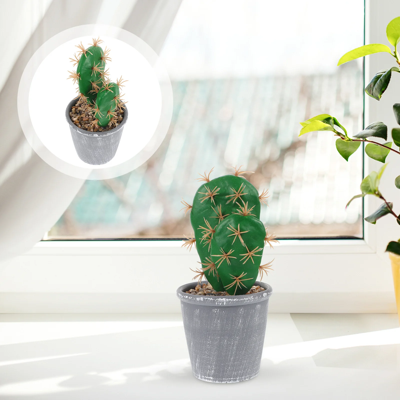 

Extra-Large Simulation Cactus Plant Lifelike Artificial Tropical Plants Decor for Living Room Coffee Table Cabinet Indoor Potted