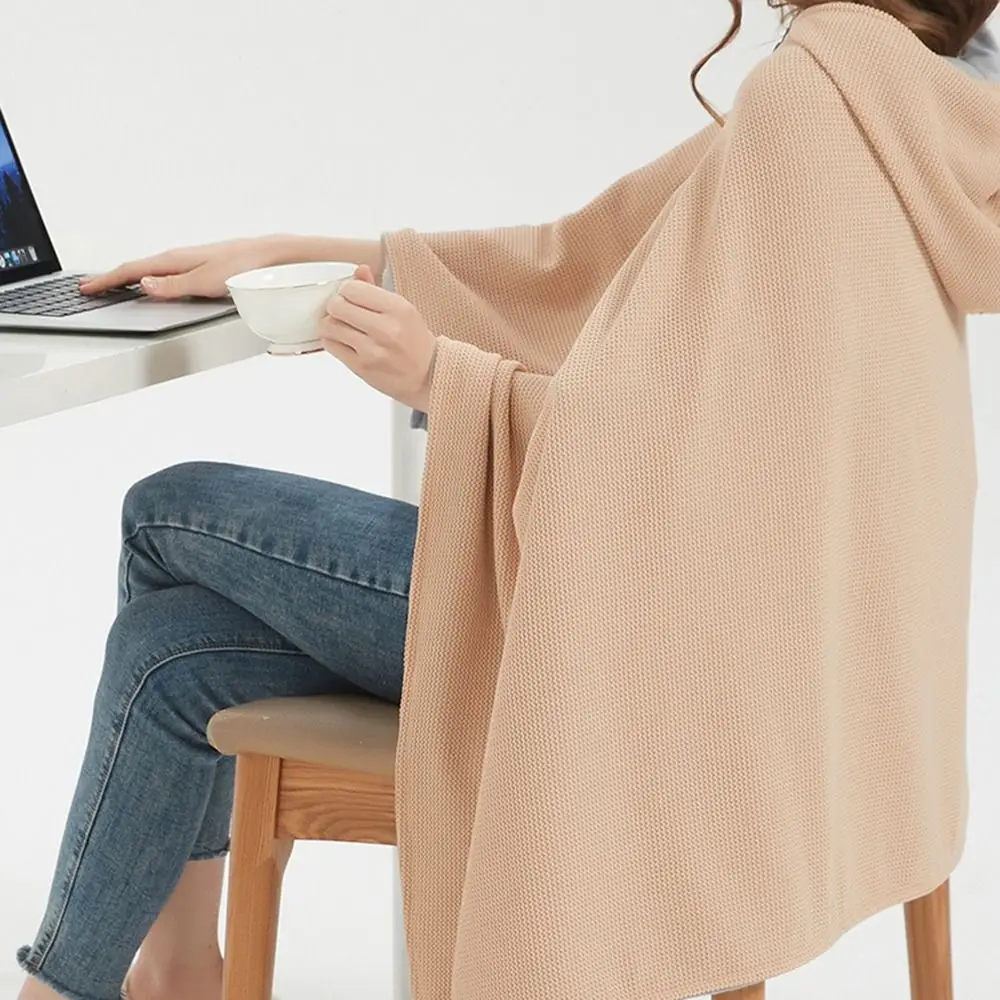 Soft Zippered Electric Blanket with Hat Adjustable 3 Heat Levels Warm Heating Scarf Washable Foldable Body Warmer Wrap