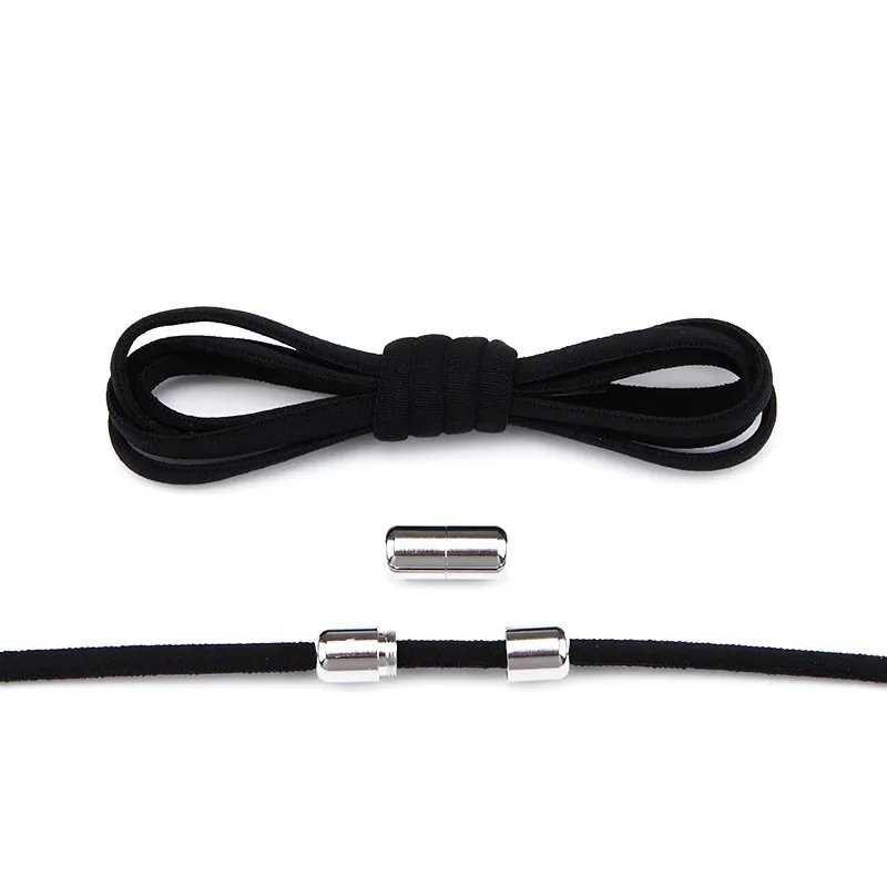 New Version Elastic No Tie Shoelaces Metal Lock Shoe Laces For Kids Adult Sneakers Quick Shoelaces Semicircle Shoestrings