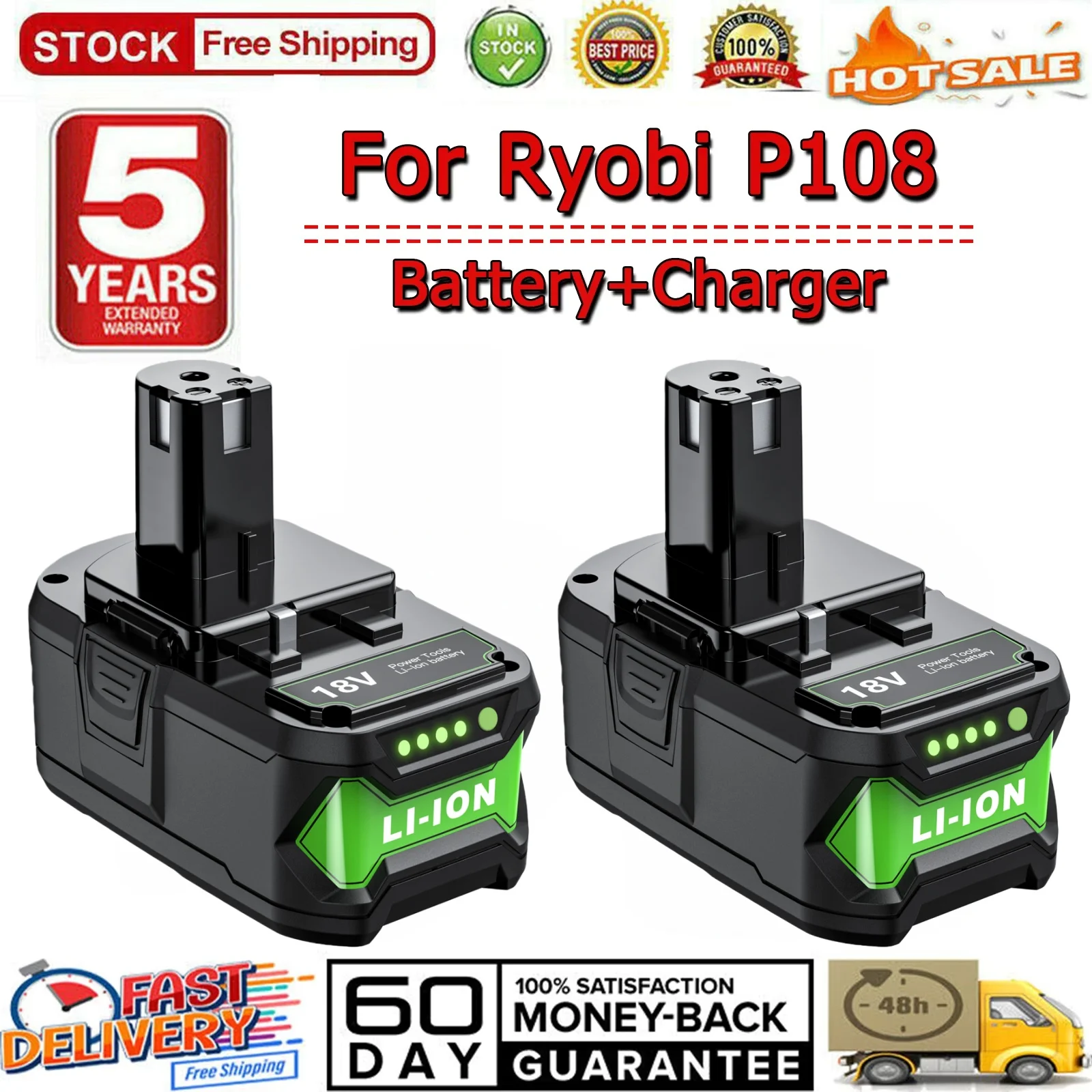 6000mAh/9000mAh 18V Vervanging Lithium Batterij Voor Ryobi Plus P108 P109 P102 P103 P104 P105 P107 P117 Power Tools Baterry