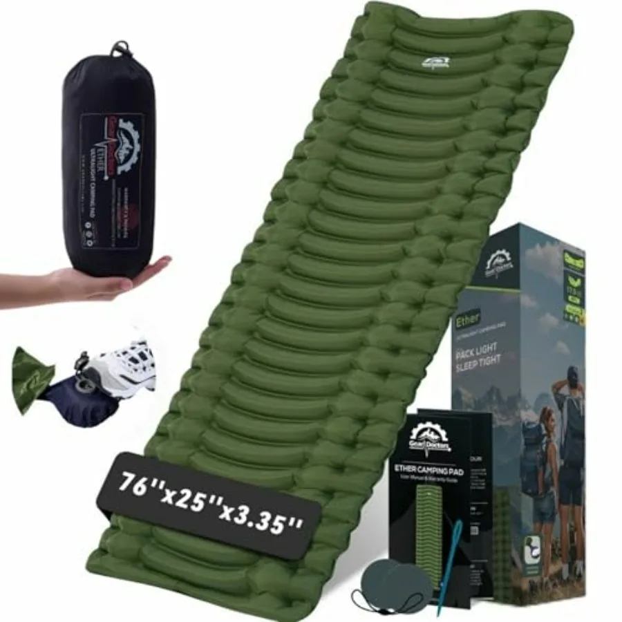 

® Ether 17.5oz Ultralight Camping Sleeping Pad Backpacking Air Mattress Camping Mattress Pad Compact Inflatable Sleeping Mat fo