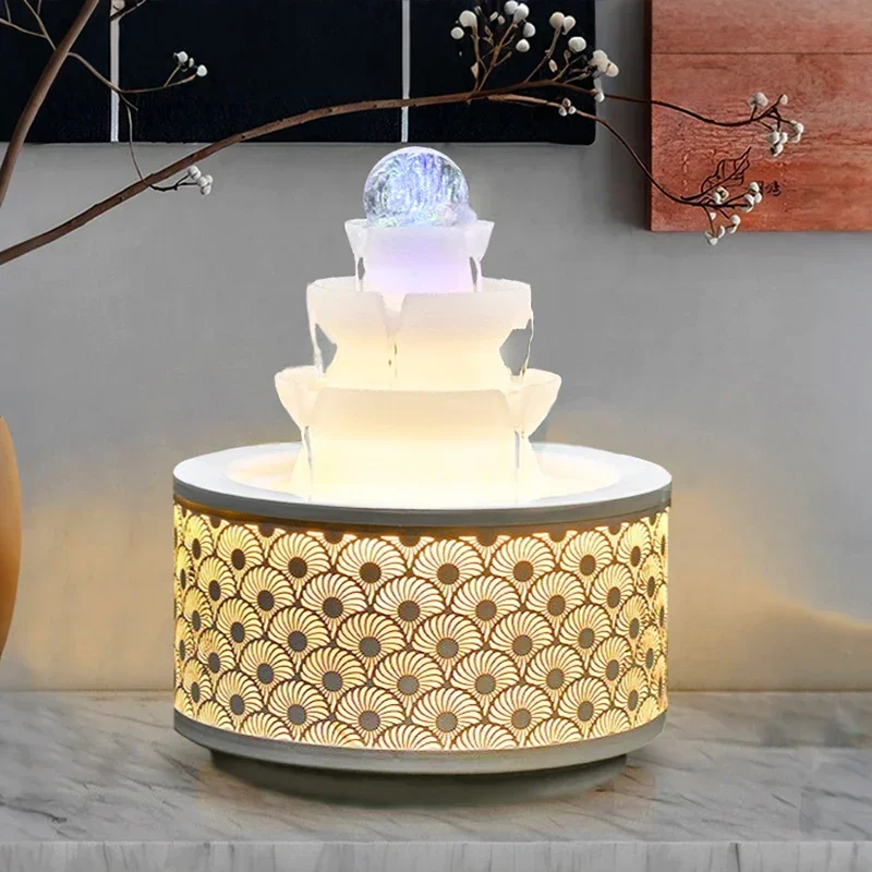 

Bafanglai Pouring Water Ornament Time Turns Crystal Ball Fountain Desktop Circulation Long Generates Wealth Feng Shui