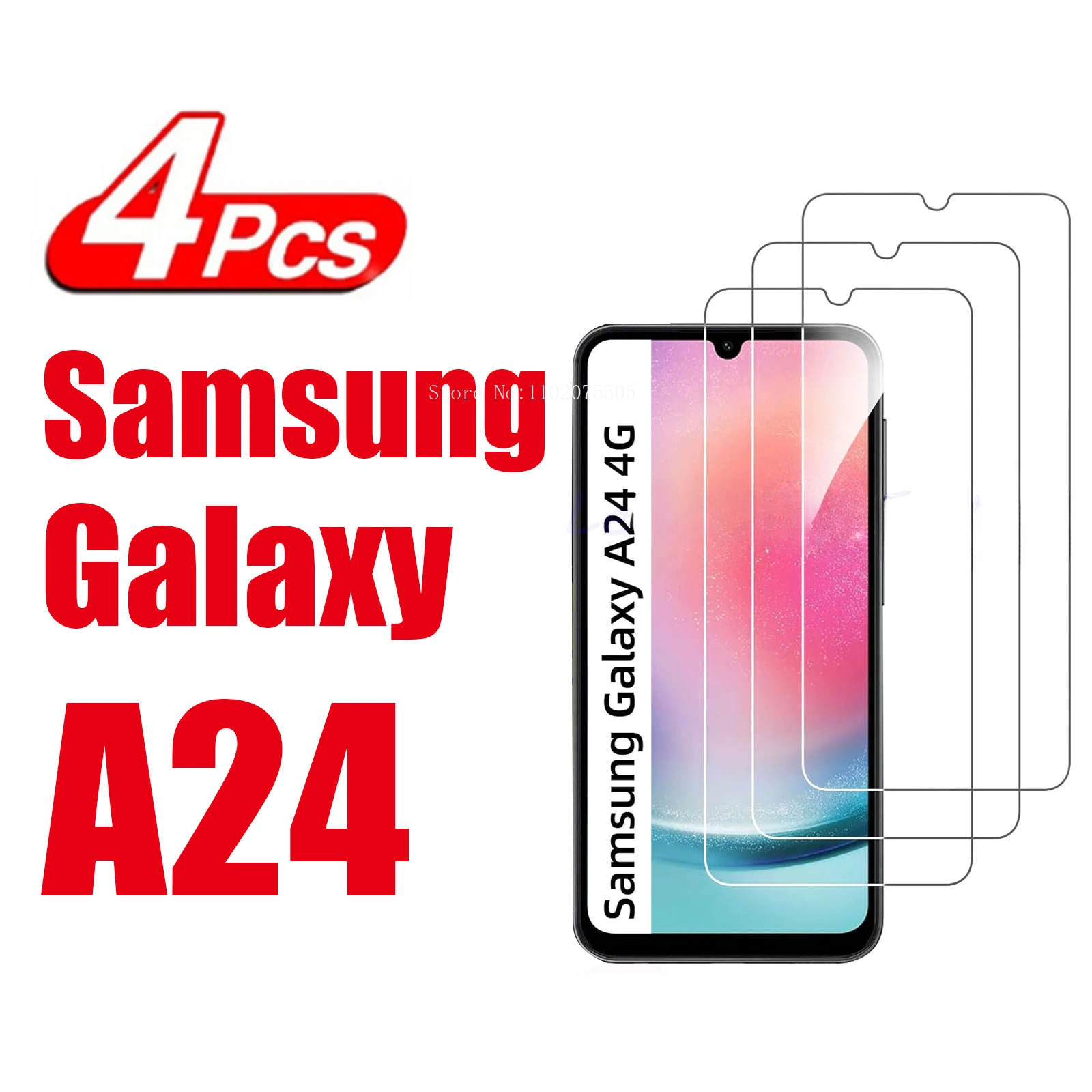 4 Stuks 9d Volledige Dekking Beschermer Voor Samsung Galaxy A24 Screen Protector Glas Film Anti-Kras Anti-Shatter