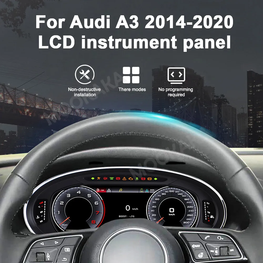 LCD Digital Cluster For Audi A3 8V 2014-2020 Dashboard Virtual Cockpit Instrument Auto Speed Meter ScreenP lug And Play