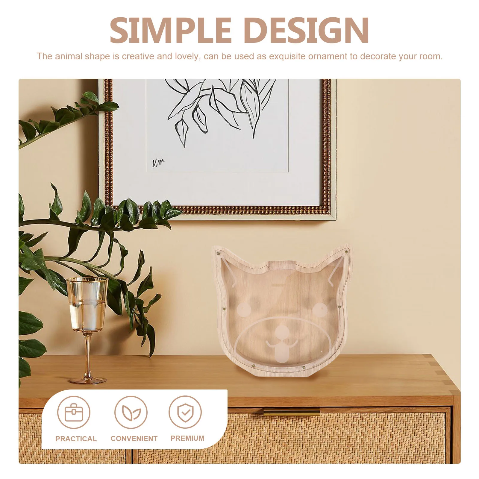 لطيف خشبي الحيوان شكل عملة البنك سعة كبيرة الزخرفية صندوق توفير المال للأطفال ديكور المنزل أصبع البنك المال وعاء