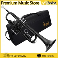 SLADE Bb Trumpet B Flat Trumpet Black Lacquer Brass Body Professional Brass Musical Instrument with Case Mouthpiece Accessories