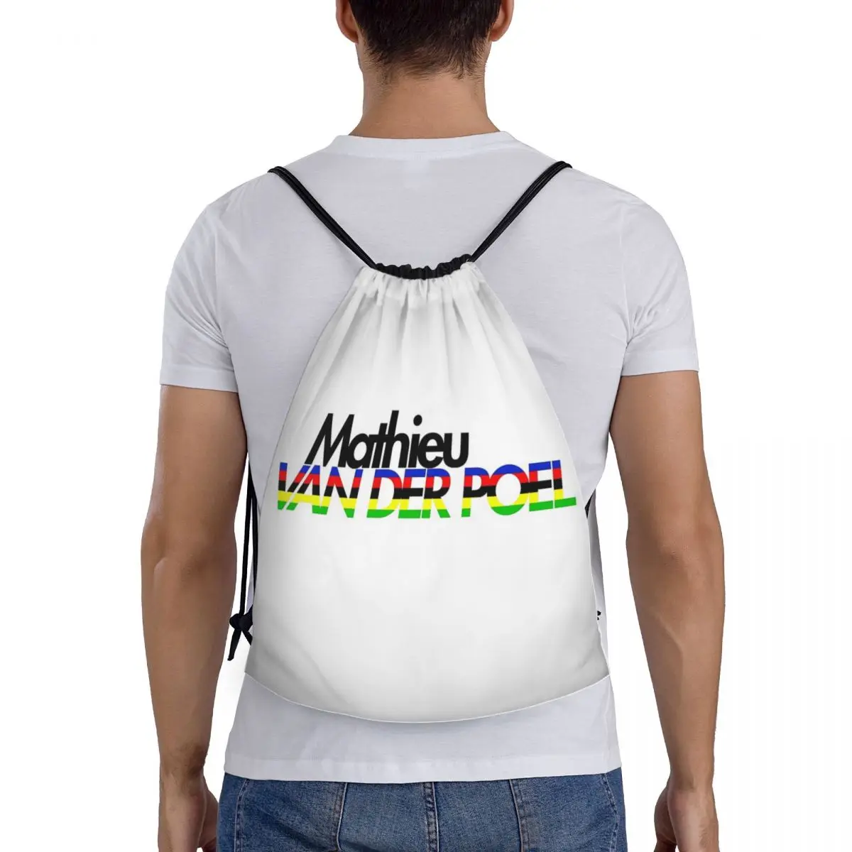 

Mathieu Van Der Poel CX World Champion Backpacks Fashion Portable Drawstring Bags Sundries Bag Book Bags For Travel Students