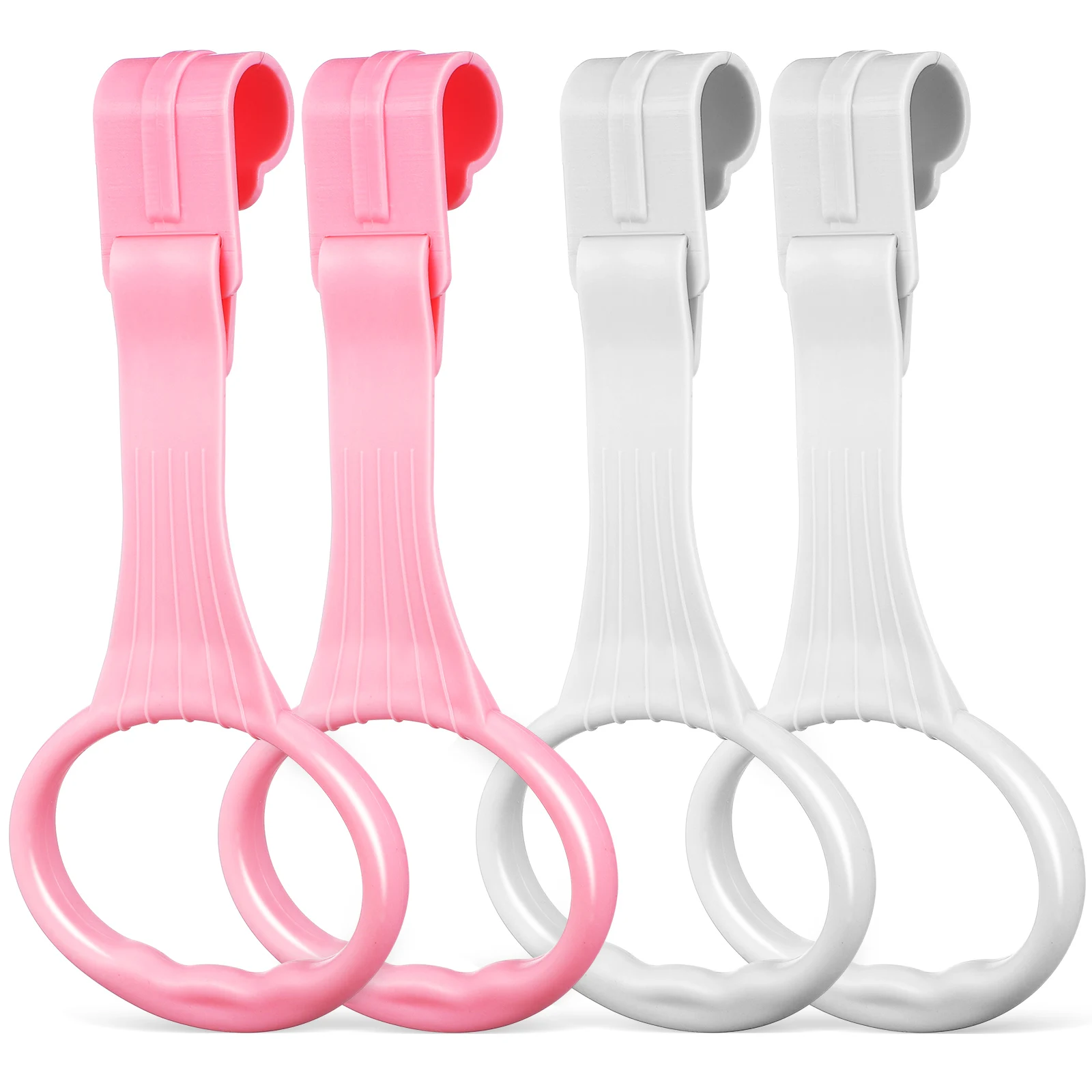 

4 pcs Pull Ring Toys 2 White Plastic 20x9cm Baby Exercise Rings Toddler Walking Assistant Infant Bed Walker Stand Up