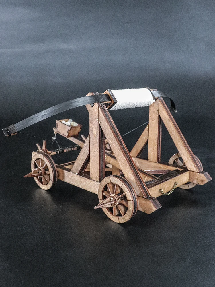 Medieval elastic catapult ornaments ancient chariot model wooden handmade DIY decoration