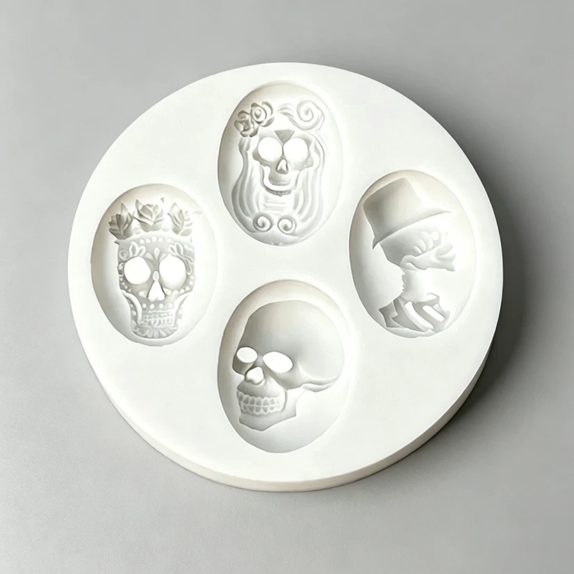Halloween Schädel Rose Silikon Sugar Mold Harz Werkzeuge Cupcake Backform Fondant Kuchen Dekorieren Werkzeuge – Detail 5