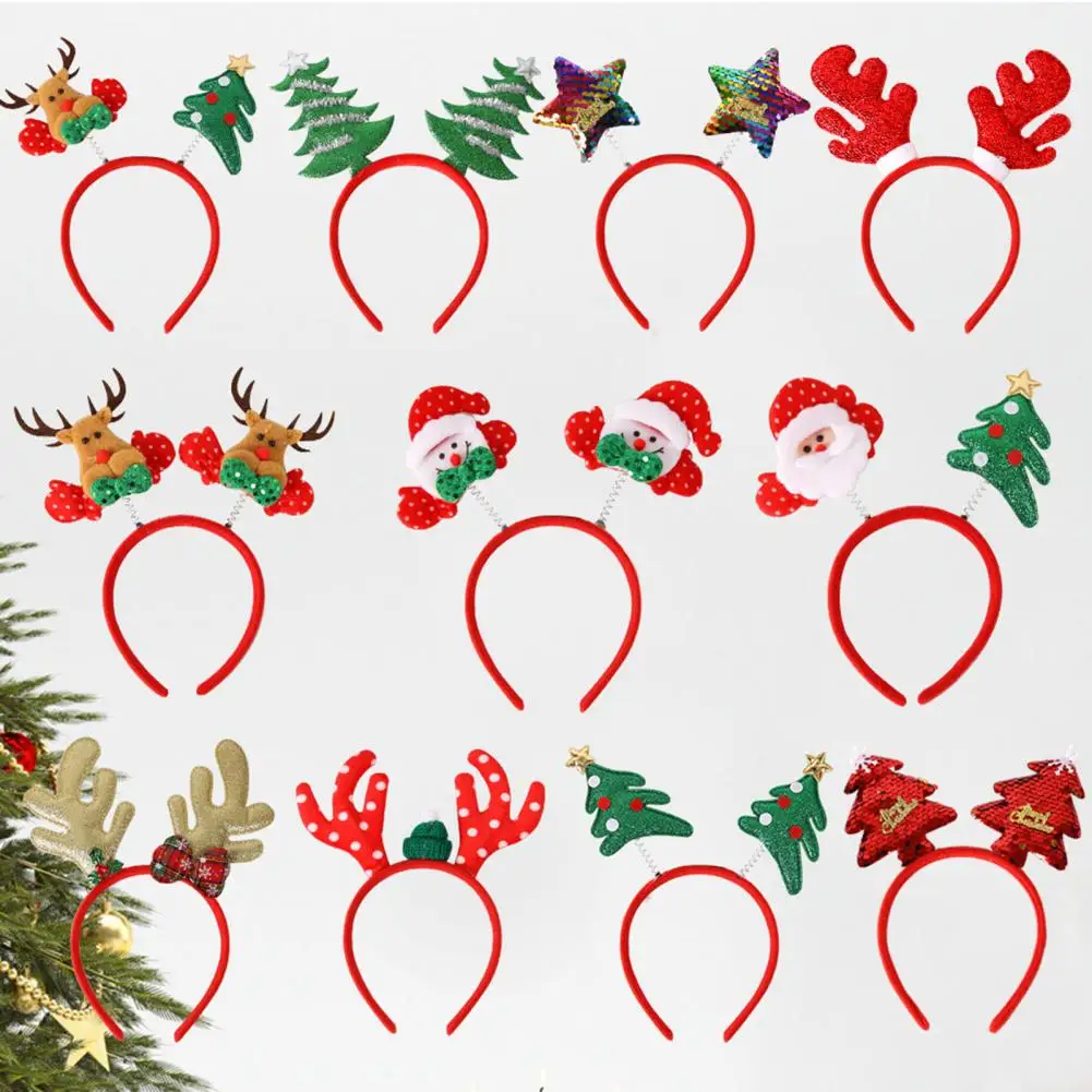 Comfortable Christmas Headwear Festive Christmas Headband Set for Women Kids Reindeer Antler Hair Hoop for Party for Adults