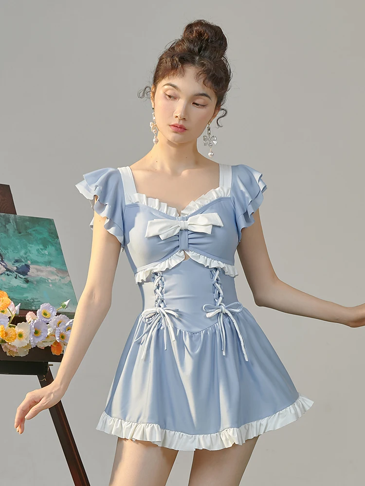 

Xu Su Su Pure Desire Sle Bubble Sve Swimsuit Women's Conservative Hot Spring Swimming Costume V Ne Qui Dry