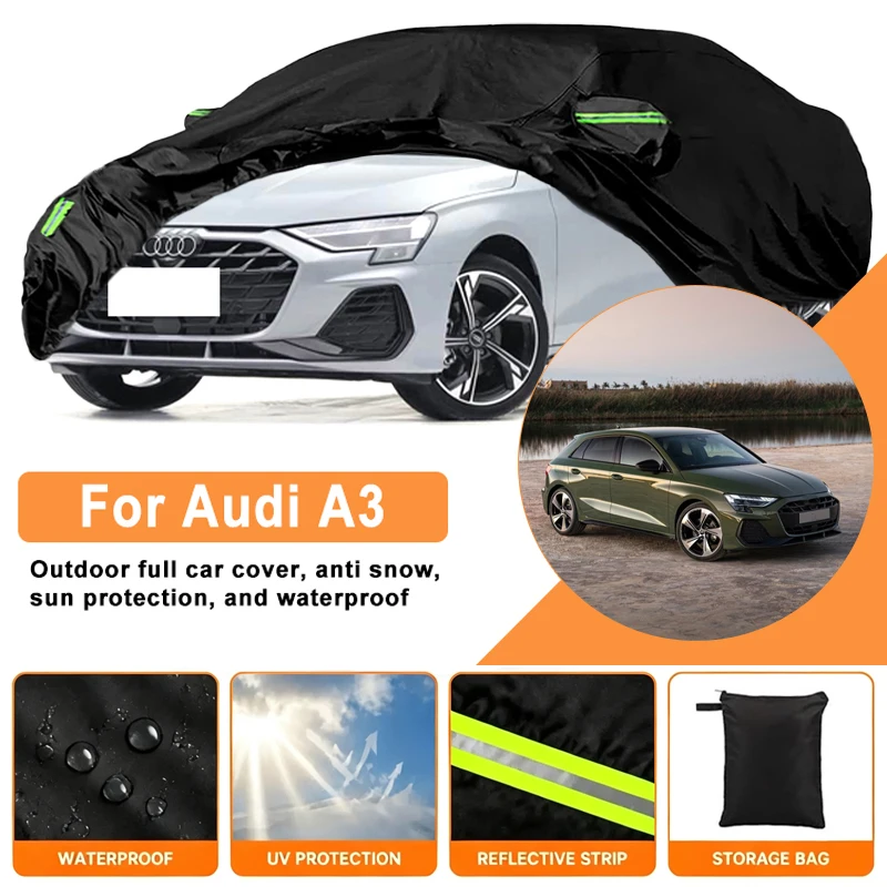 Waterproof Car Cover For Audi A3 8L 8P 8V 8Y Outdoor Full Car Cover Wind Sun UV Dust Rain Snow All Weather Protection