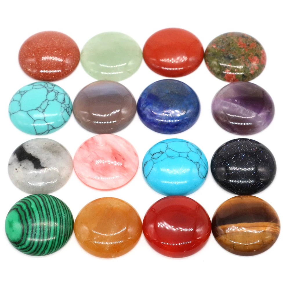 5pcs/Lot Round Cabochon Flat Natural Stone Healing Crystal 4mm-25mm Beads For DIY Ring Earring Bracelet Necklace Making Jewelr