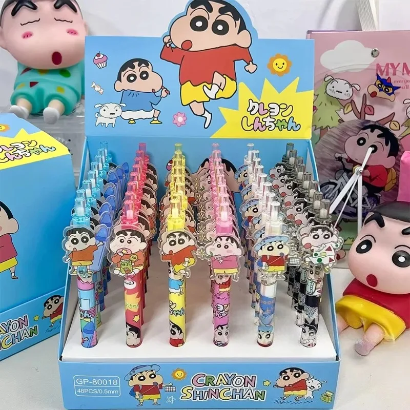 Crayon Shin-chan 6/48pcs Point Pen Cartoon Ink Gel Pen Ballpoint Pen School Office Student Writing Stationery Supply Girls Gifts view 3