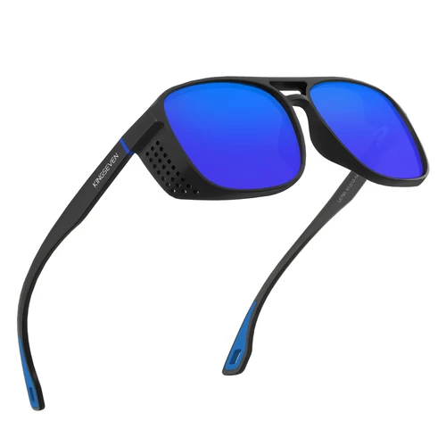 Imagen 2 del producto KINGSEVEN, gafas de sol rectangulares de moda con montura grande, gafas polarizadas Vintage para mujeres y hombres, gafas informales para conducir y vacaciones UV400