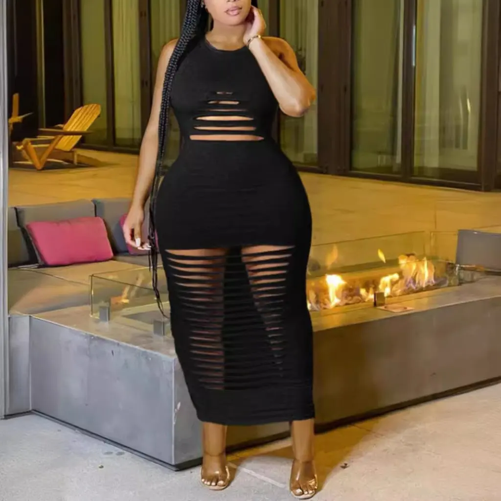 

Женское платье больших размеров TB5485, сексуальный полый цветочный дизайн, сплошной цвет, независимая станция, мода в Европе и США