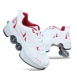 Kids Four-Wheel Roller Skate Shoes Casual Deformation Parkour Sneakers Skates Adult Stage personalized Sport Roller Skate Shoes