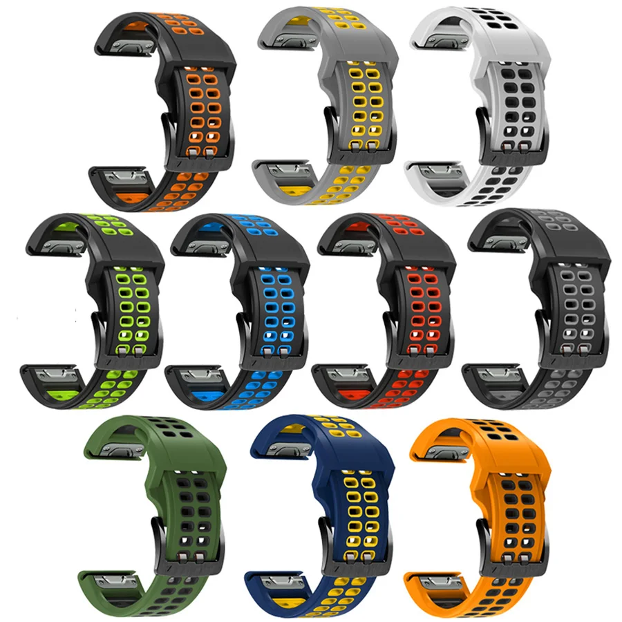 22mm 26mm Sport Breathable Silicone Strap For Garmin Fenix 7X 7 Pro 6X 6 5 5X Plus/Epix 2 47mm 51mm QuickFit Bracelet Watchbands