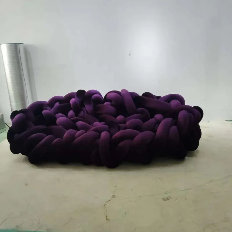 أريكة الثعبان المنسوجة الفاخرة الإيطالية الخفيفة مصممة من العلامة التجارية الكبيرة الراقية فيلا غرفة المعيشة أريكة الثعبان #4