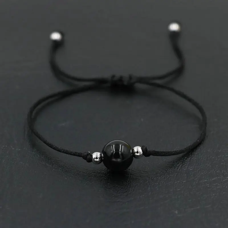 Natural Tiger Eye Stone 10mm Black Red Thread Rope String Briad Bracelets For Men Women Couples Lovers Jewelry Gifts