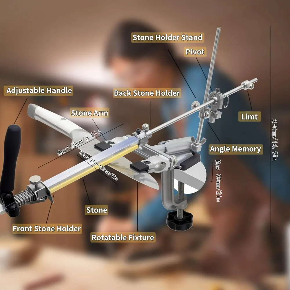 مجموعة شحذ السكاكين، مبراة السكاكين RUIXIN PRO RX-009، 360 °   دوران الوجه، زاوية ثابتة مطورة ومشبك سكين قابل للتعديل
