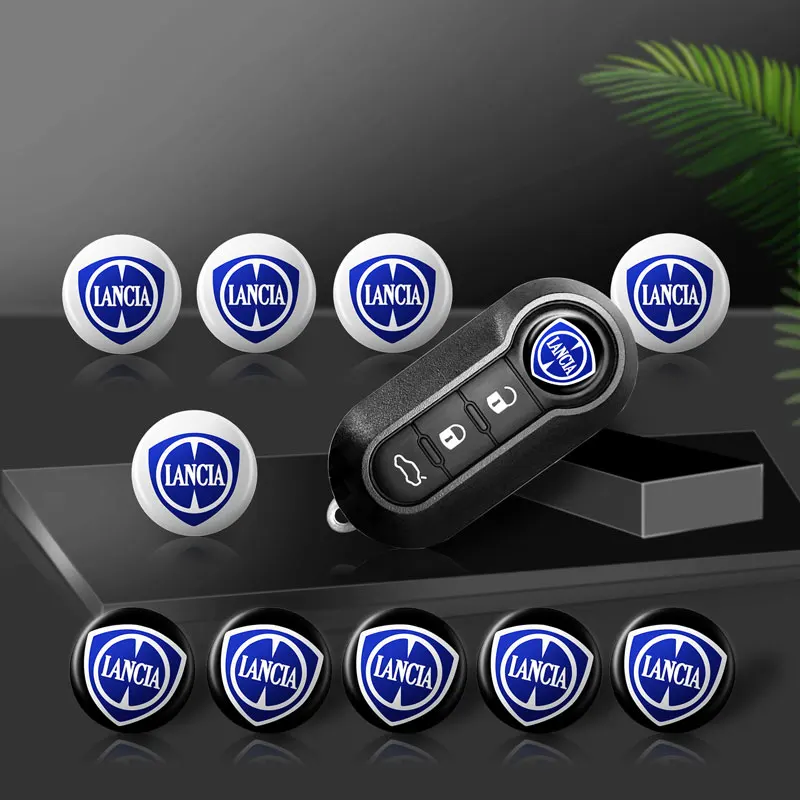 Hight Quality 5Pcs 14mm Car Remote Key Fob Emblem Badge Radio Button Sticker Decor For Lancia Delta 3 Ypsilon Phedra Musa Voyage