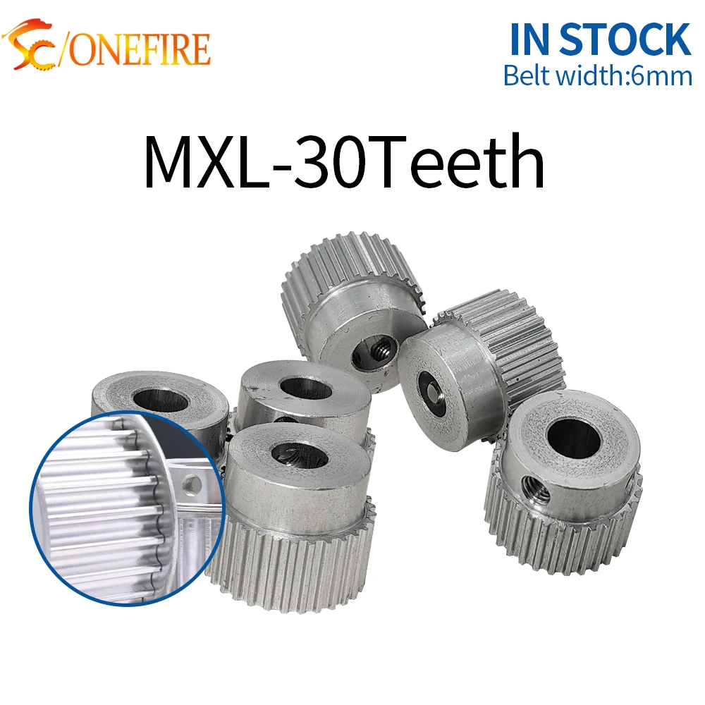 MXL 30T Timing Pulley Bore 6.35mm Pitch 2.032mm Alloy Motor Pulley Belt Width 6mm 30 Teeth For 3D Printers Parts