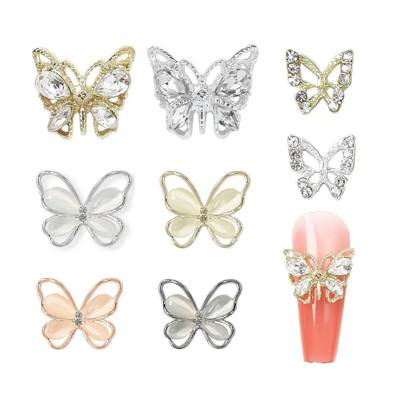 

100pcs 3d Nail Rhinestones Butterfly Nail Charms Crystal Zircon Nail Art Decorations Diamond Luxury Nail Art Parts Accessories