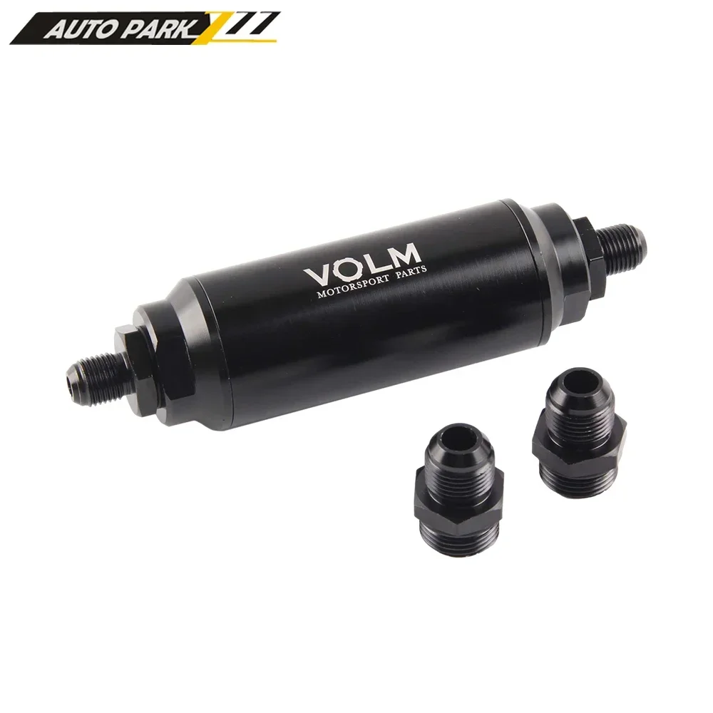 Universal auto black 40 microns fuel filter AN6 AN8 fitting adapter   FF02