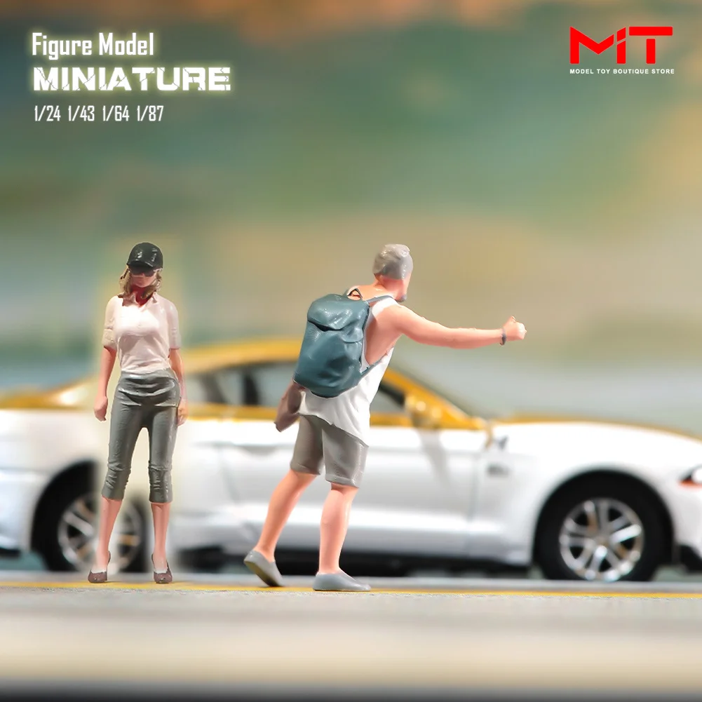 

Miniatures Figurine 1/87 1/64 1/43 1/24 1/18 Male Uncle Hailing Taxi Roadside Beauty Girl Figures Diorama Mini Doll Model Scene